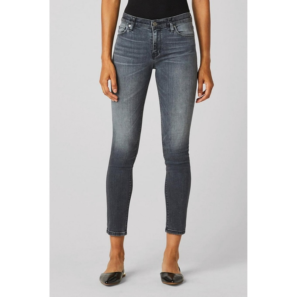 HUDSON Nico Super Skinny Ankle Mid-Rise Jeans in Light Black Gray Wash